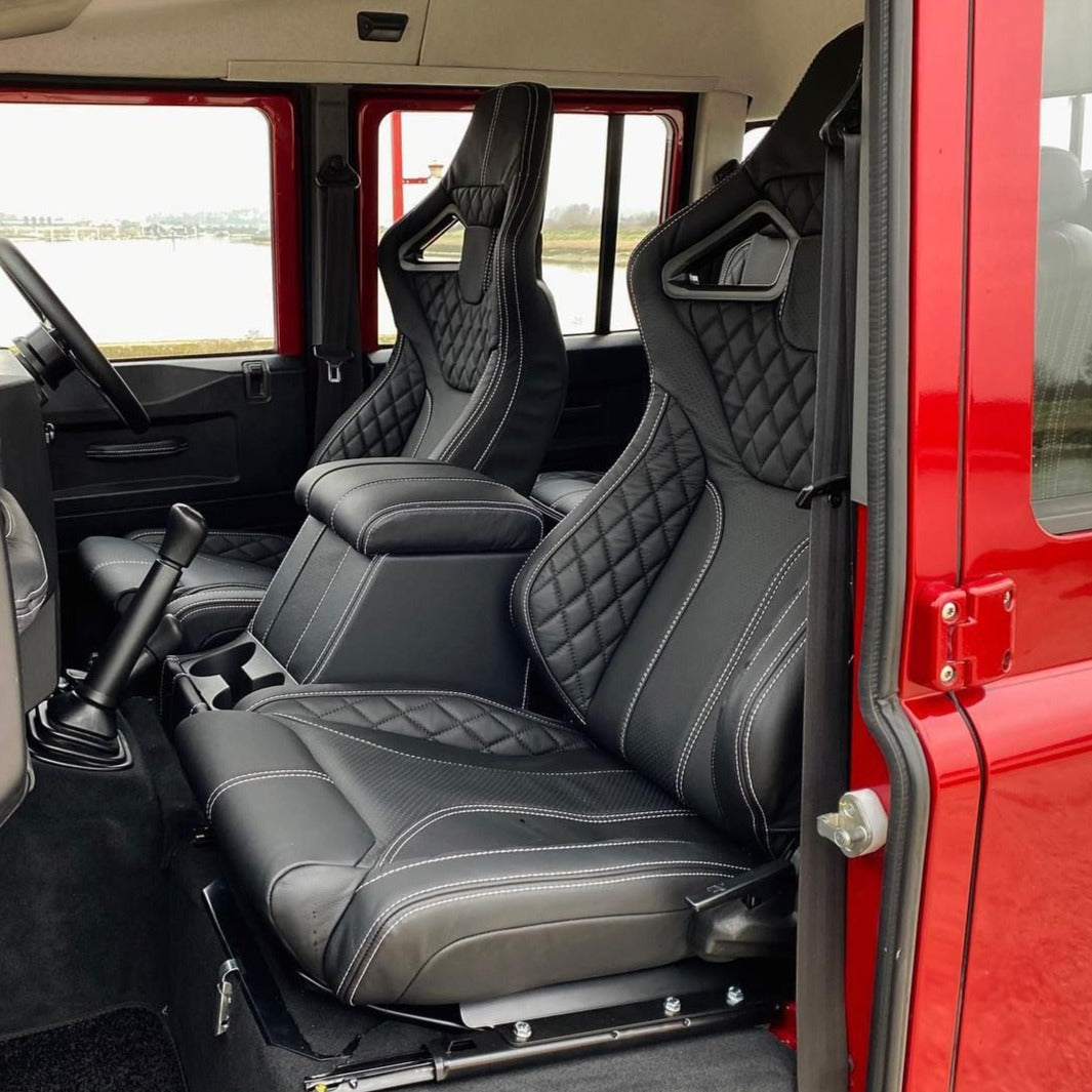 Land Rover Defender Bucket Seats Four Leather Seats and Cubby - Land Rover Defender 90 – Aussie Defender